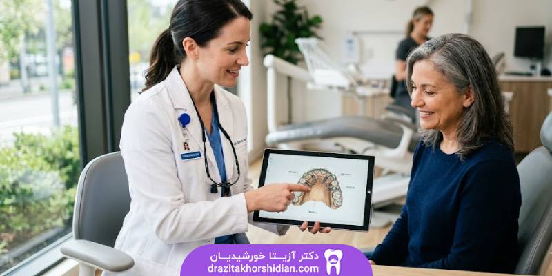 توضیح ایمپلنت فک بالا به بیمار